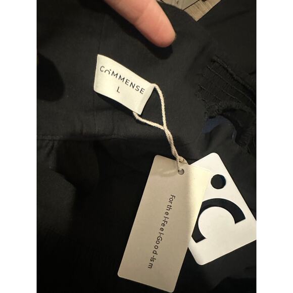 Commense Women's Small Black Solid Tie Knot V-Neck Backless Long Skirt Set - Picture 6 of 7